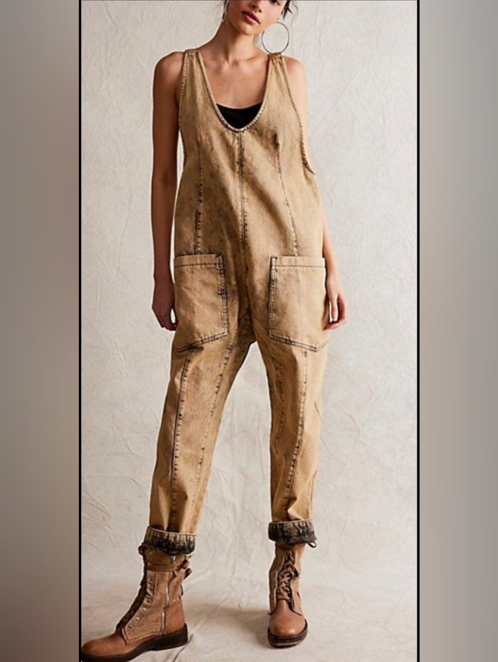 Free People We The Free High Roller Farrow Long One-Piece Jumpsuit XS NWT Boho